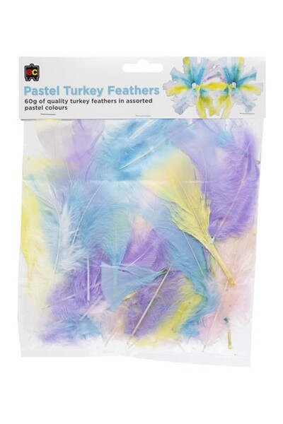 Fluffy Pastel Turkey Feathers Pk60gm EC
